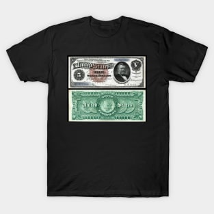 1886 $5 Dollar Silver Certificate T-Shirt